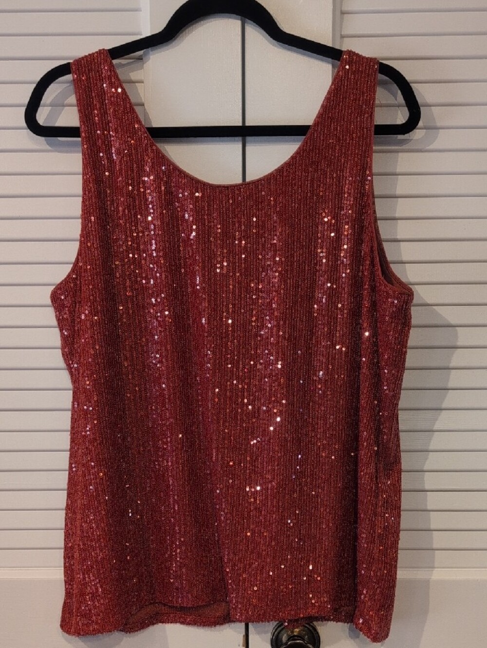 Anne Klein Spice Berry Sequin Scoop Neck Tank NWT Size XL - Picture 4 of 7